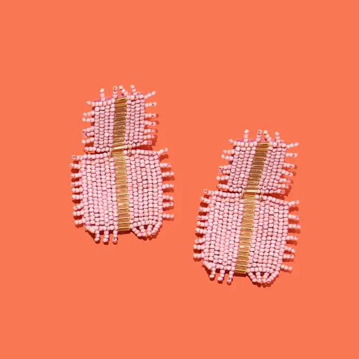 Elaine Beaded Square Drop Earrings