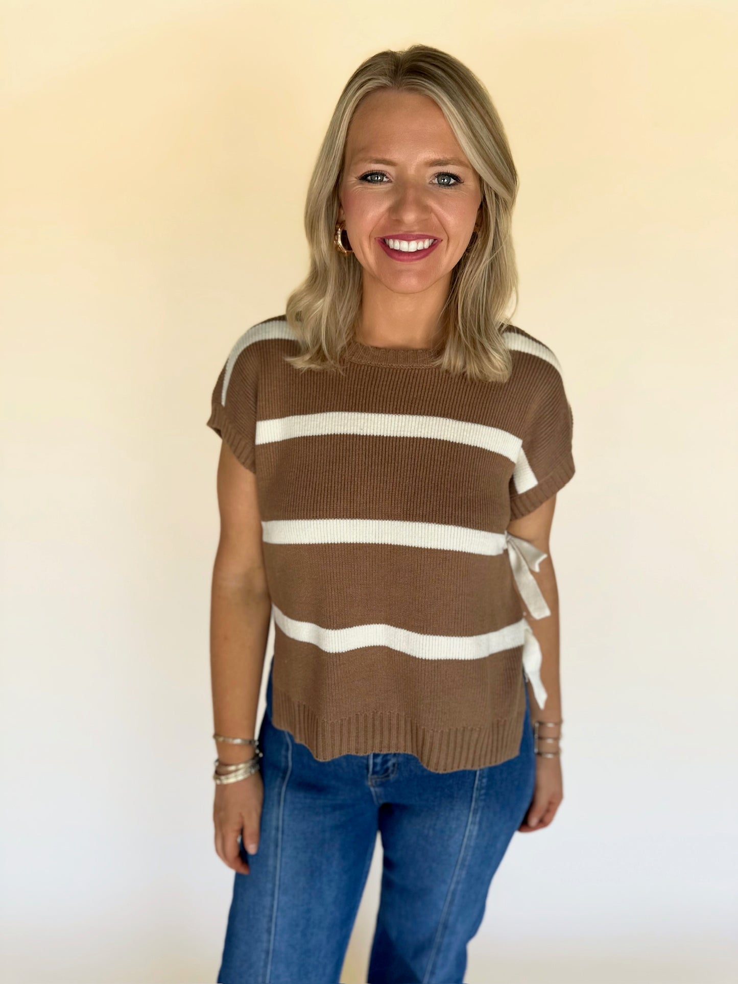 Xadie Striped Tie Sweater