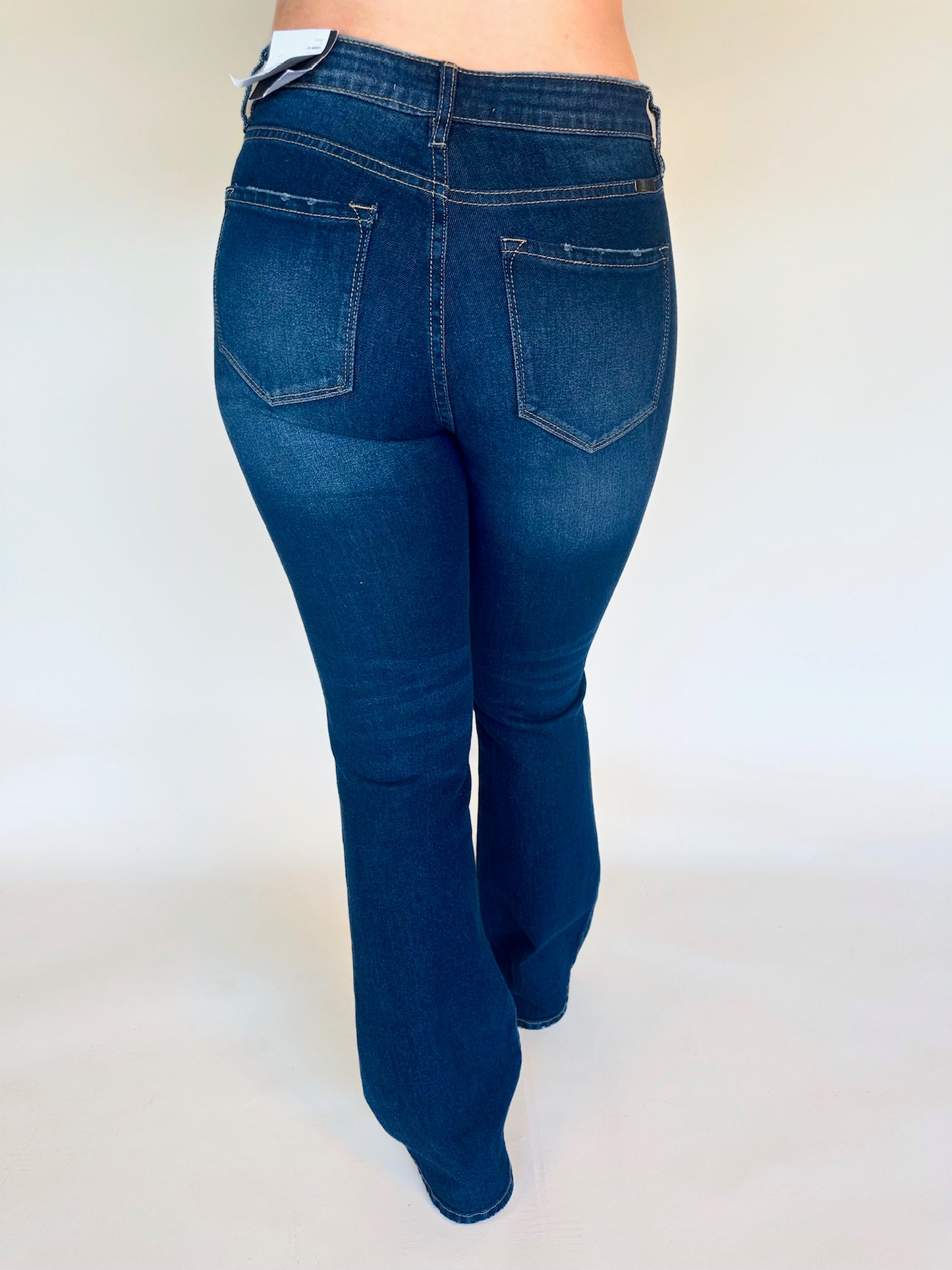 High Rise Dark Stone Flare Jeans