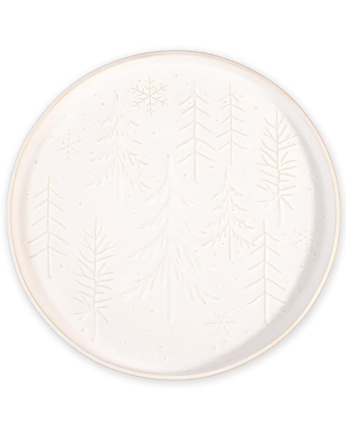White ceramic plate with leaf pattern on a white background