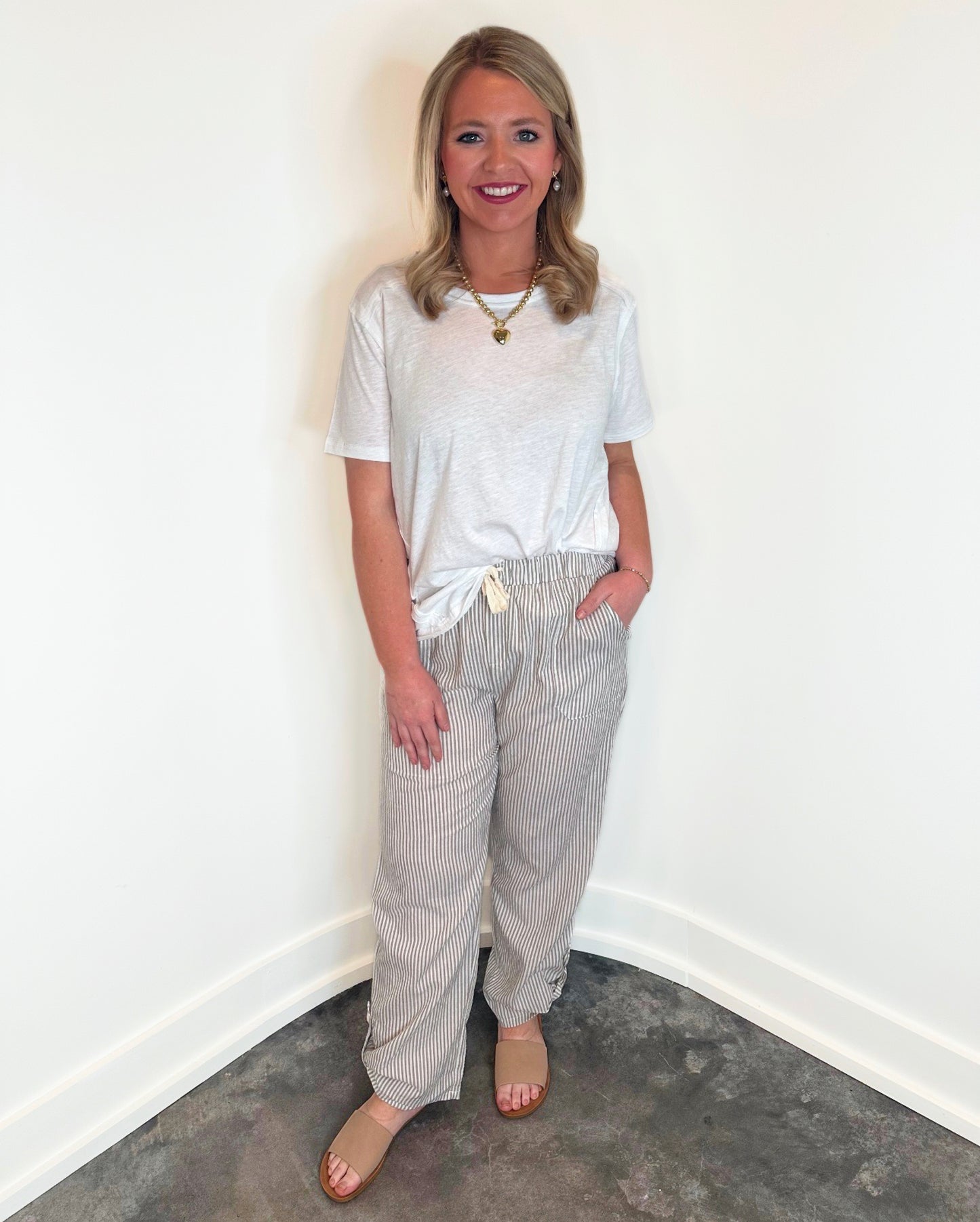 Calista Rolled Hem Stripe Pants