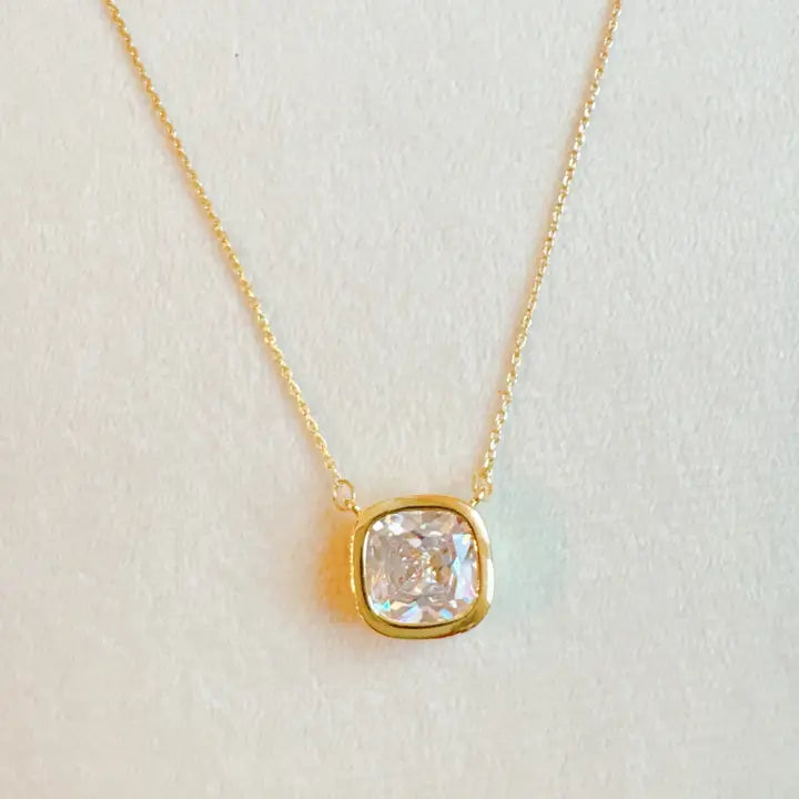 Cushion Cut Bezel Diamond Necklaces