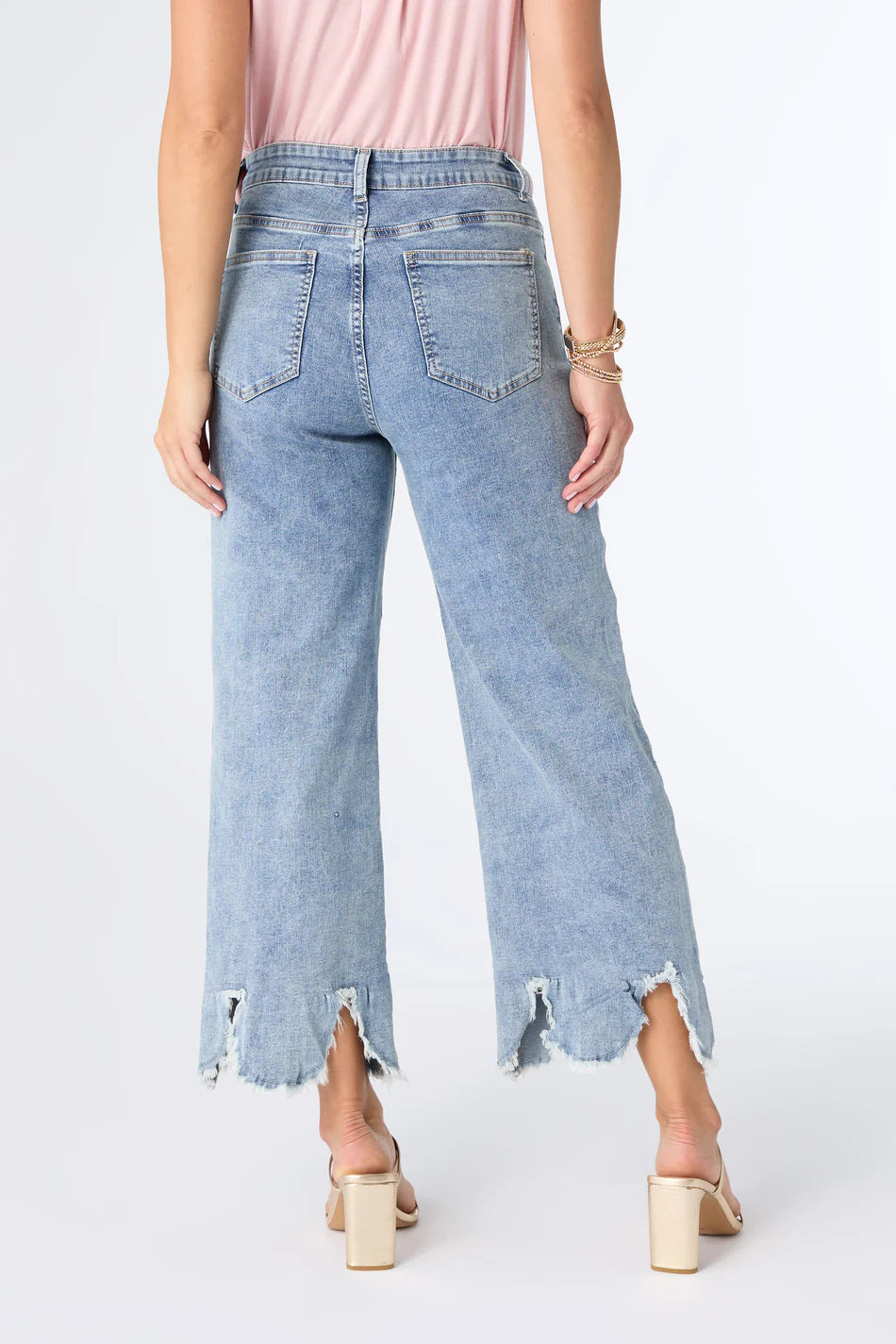 Everstretch Wide Leg Crop with Scalloped Fringe Bottom
