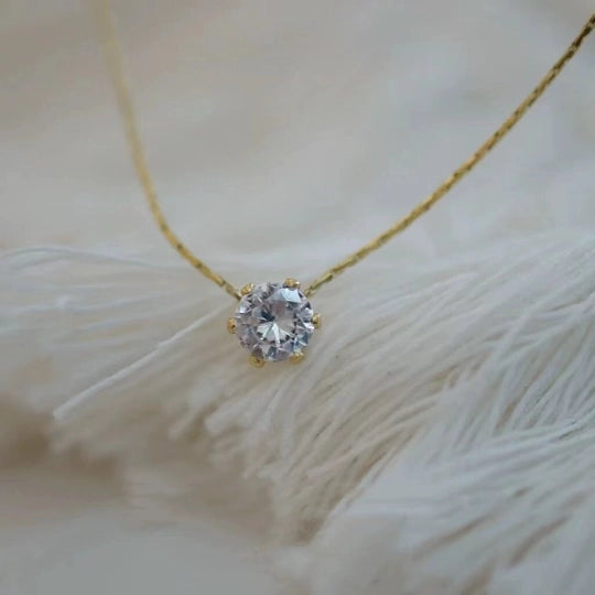 Floating Diamond Solitaire Necklace