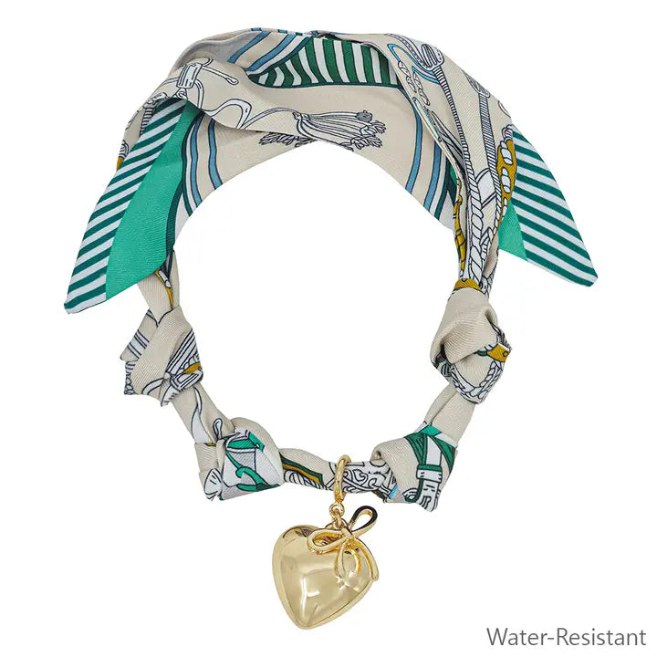 Beige and Turquoise Scarf Necklace