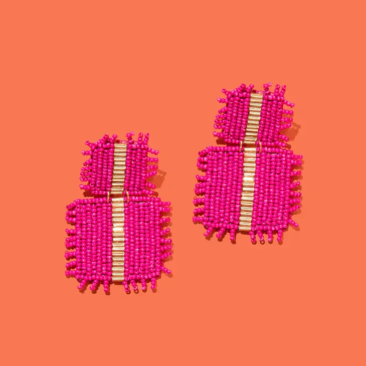 Elaine Beaded Square Drop Earrings