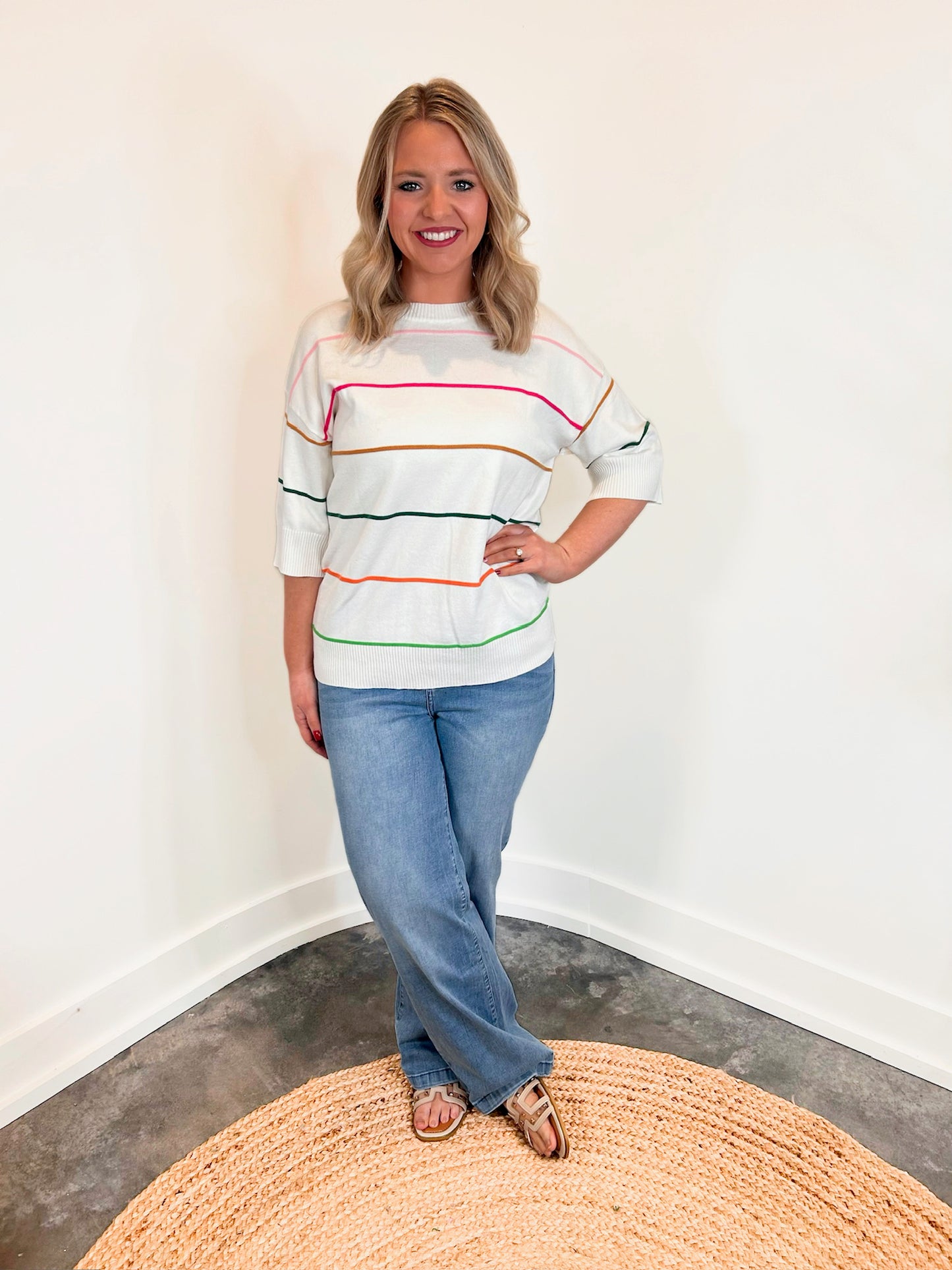 Daisy Colorblock Striped Sweater