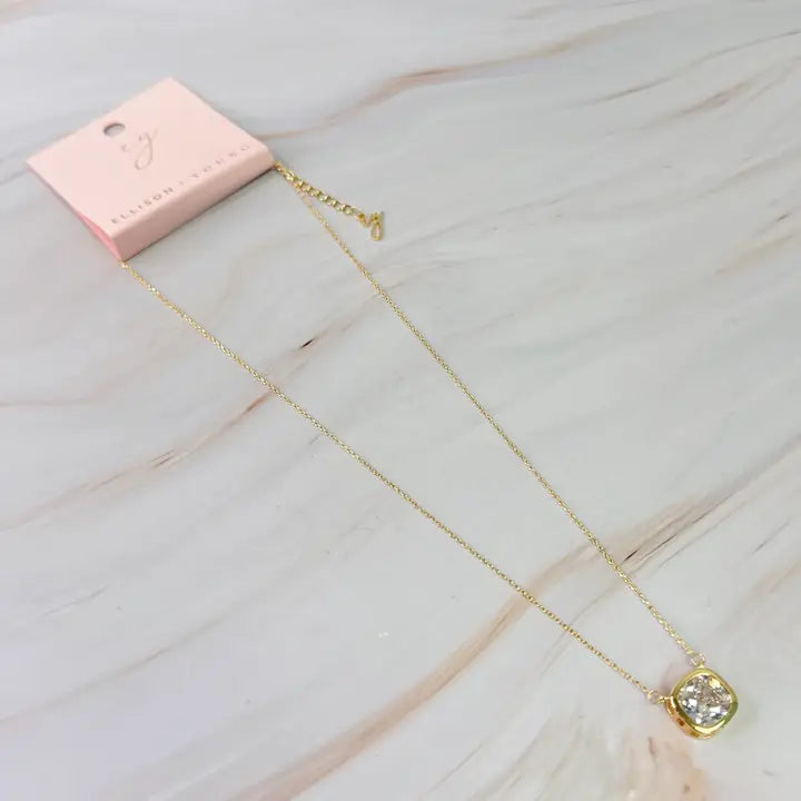 Cushion Cut Bezel Diamond Necklaces