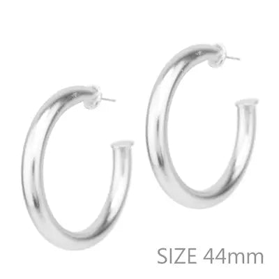 Satin Silver Hoop Earring