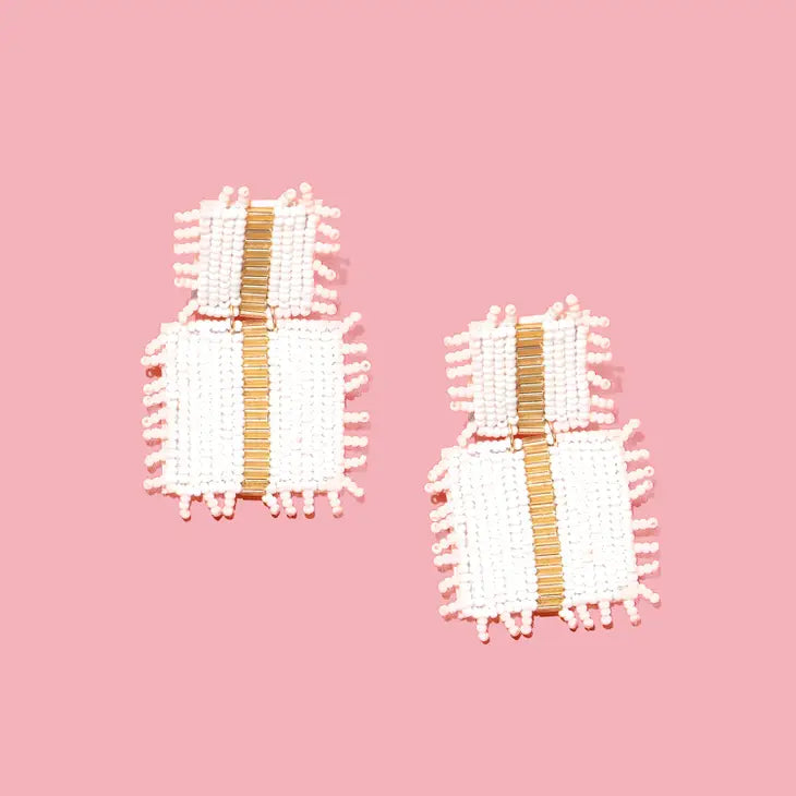 Elaine Beaded Square Drop Earrings