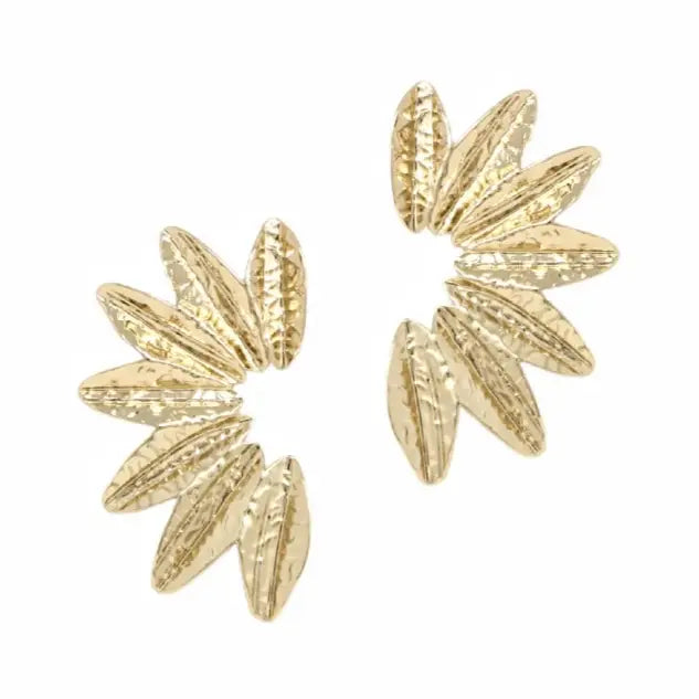 Textured Gold Wing Earrings