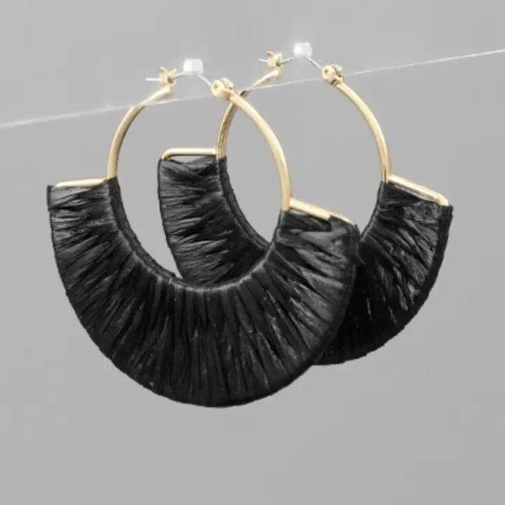 Raffia Wrapped Fan Earrings
