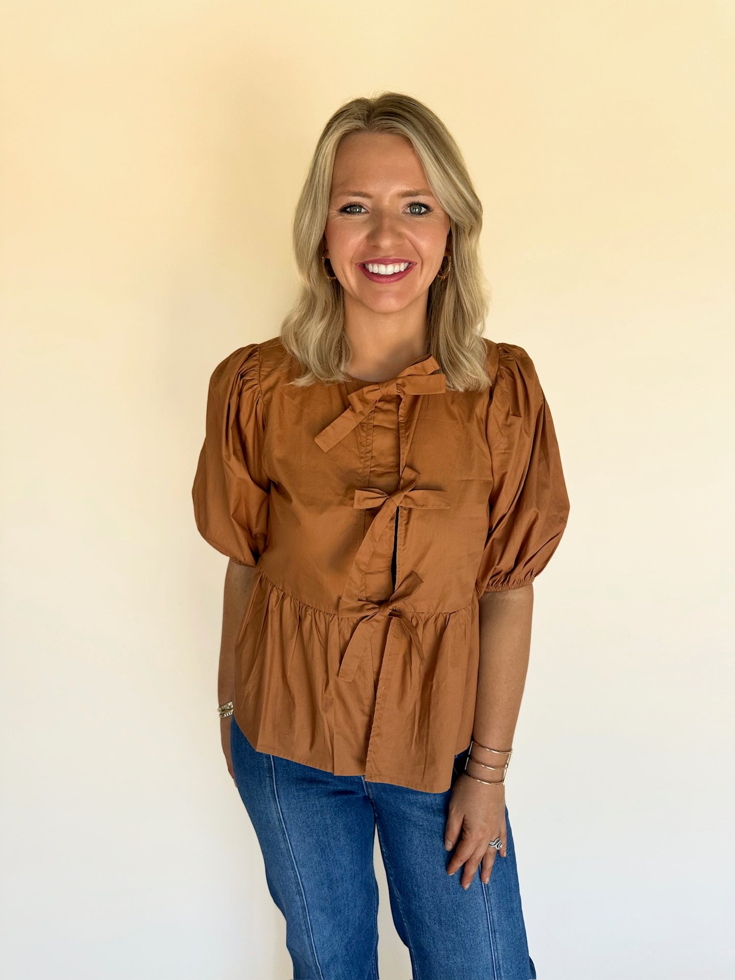 Hanis Ribbon Tie Blouse