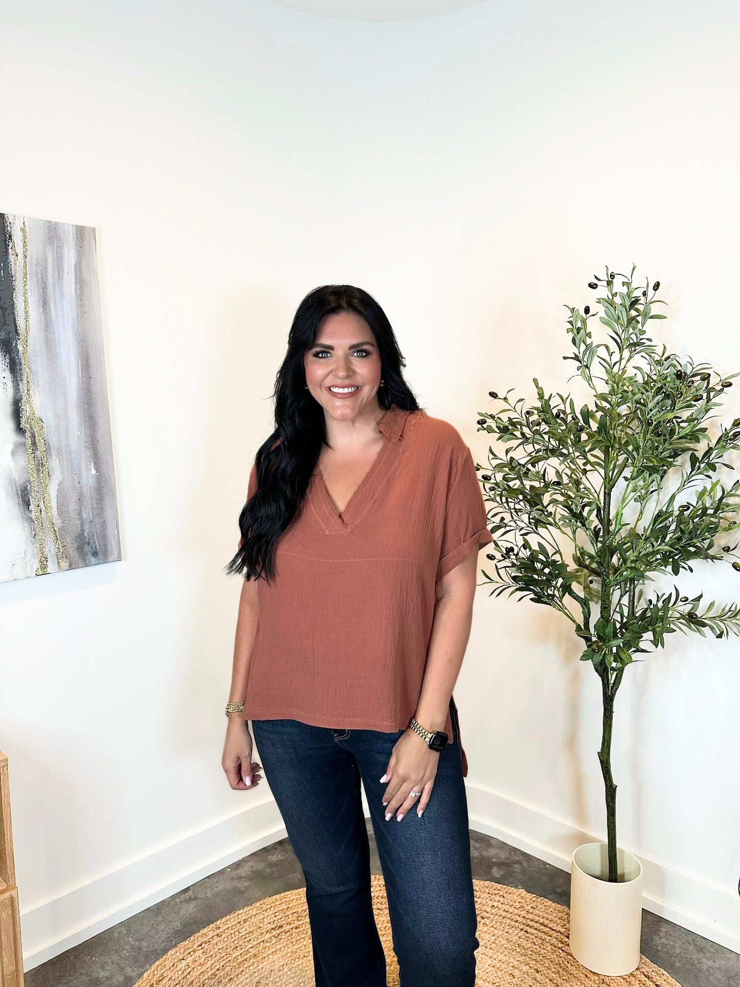 Jamy Collared Short Sleeve Top