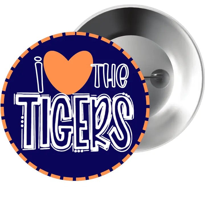 I Love the Tigers (Navy) Button