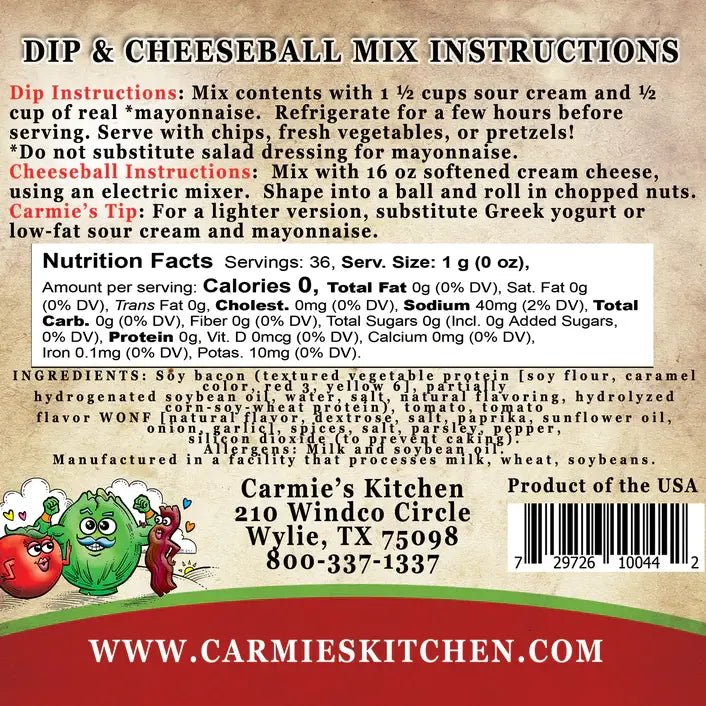 Carmie's Kitchen Dip and Cheeseball Mix