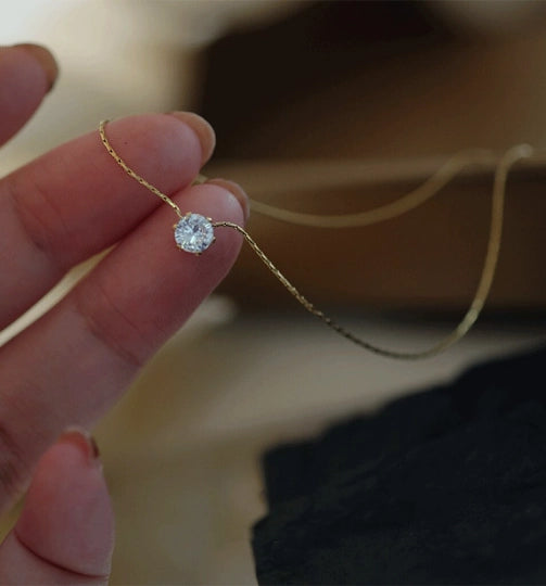 Floating Diamond Solitaire Necklace
