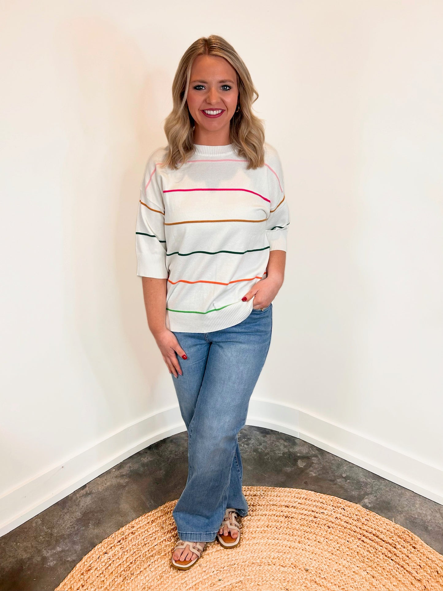 Daisy Colorblock Striped Sweater