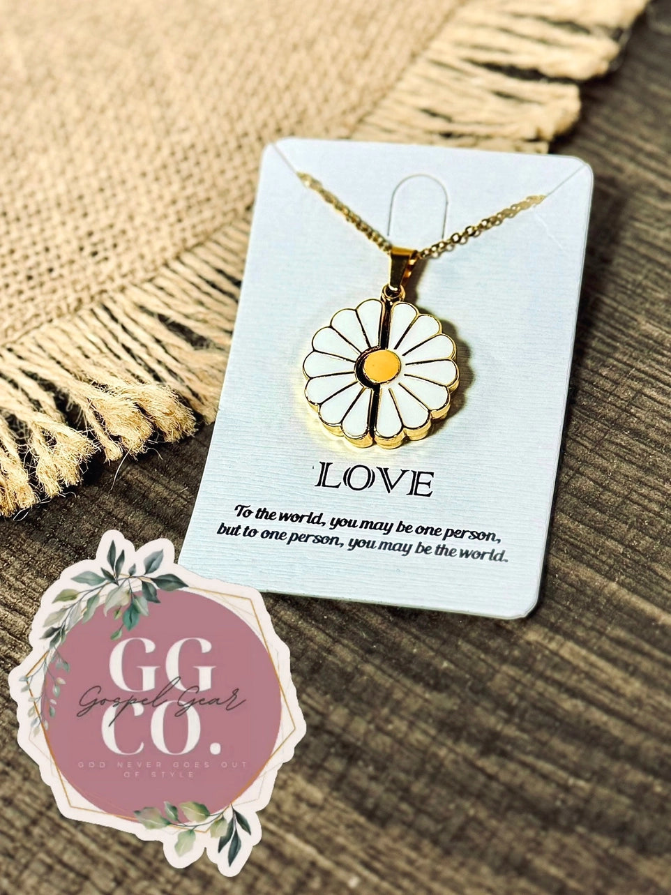 God Is Within Her Engraved Daisy Necklace