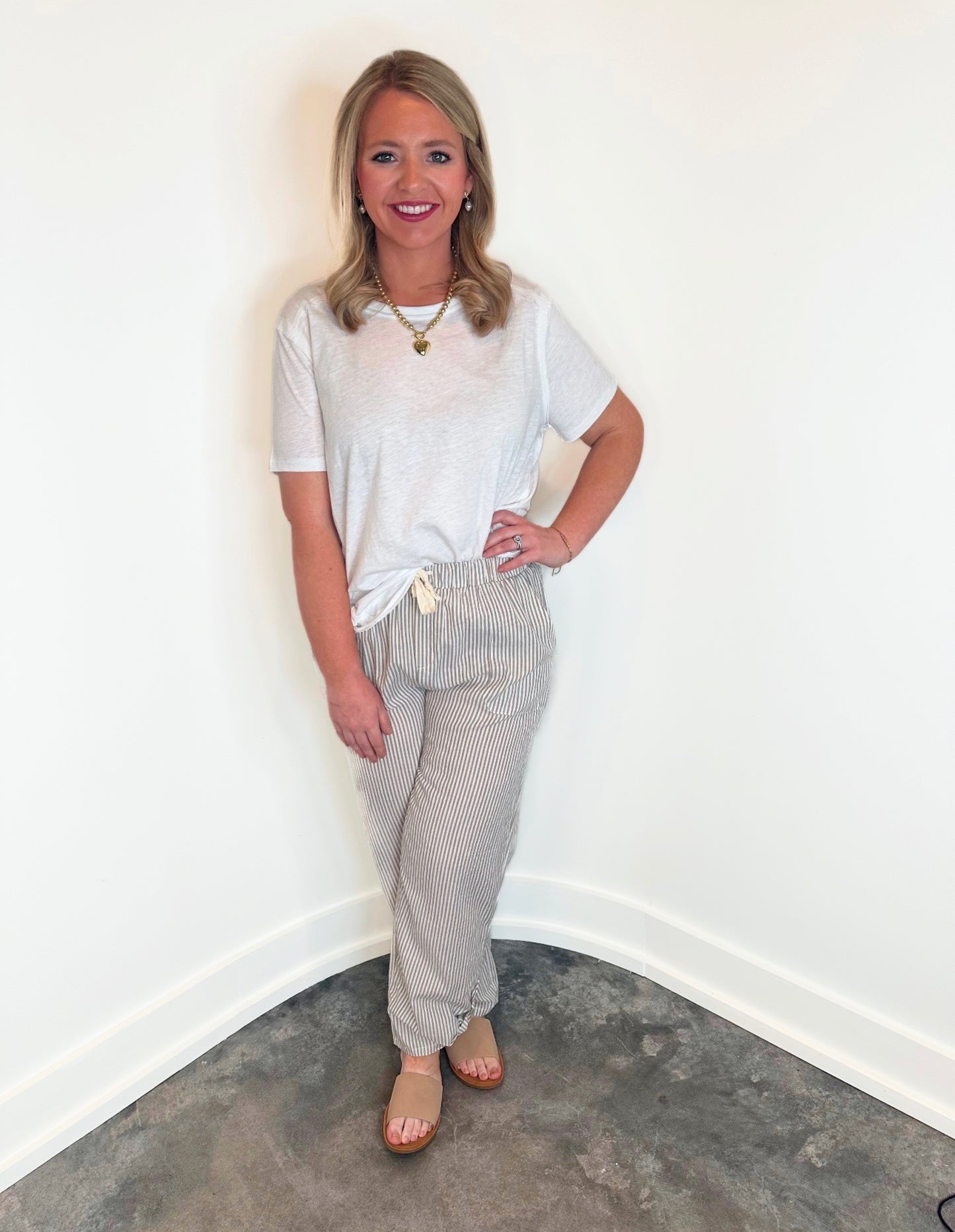 Calista Rolled Hem Stripe Pants