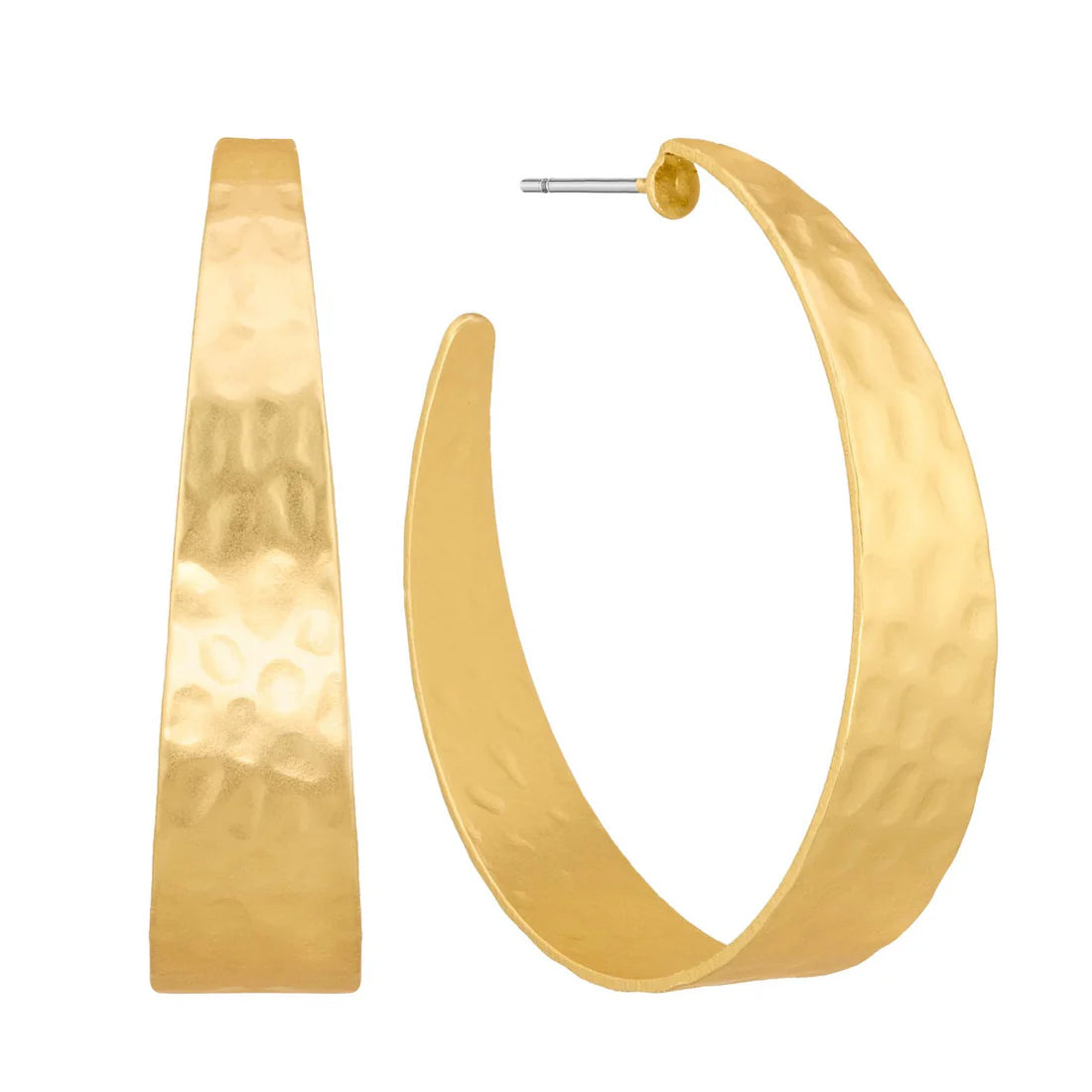 Hammered Textured 1.5" Hoop Earrings