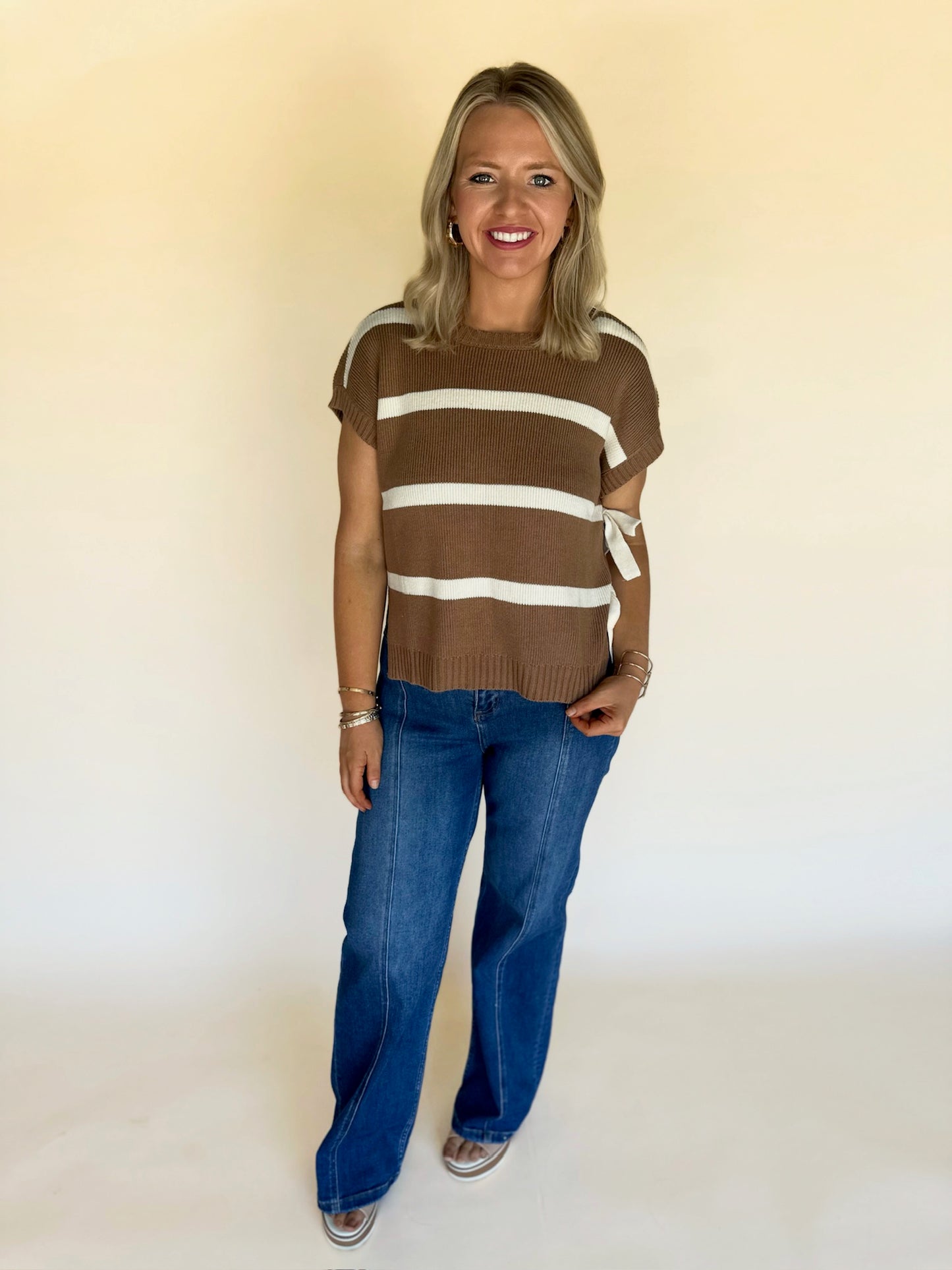 Xadie Striped Tie Sweater