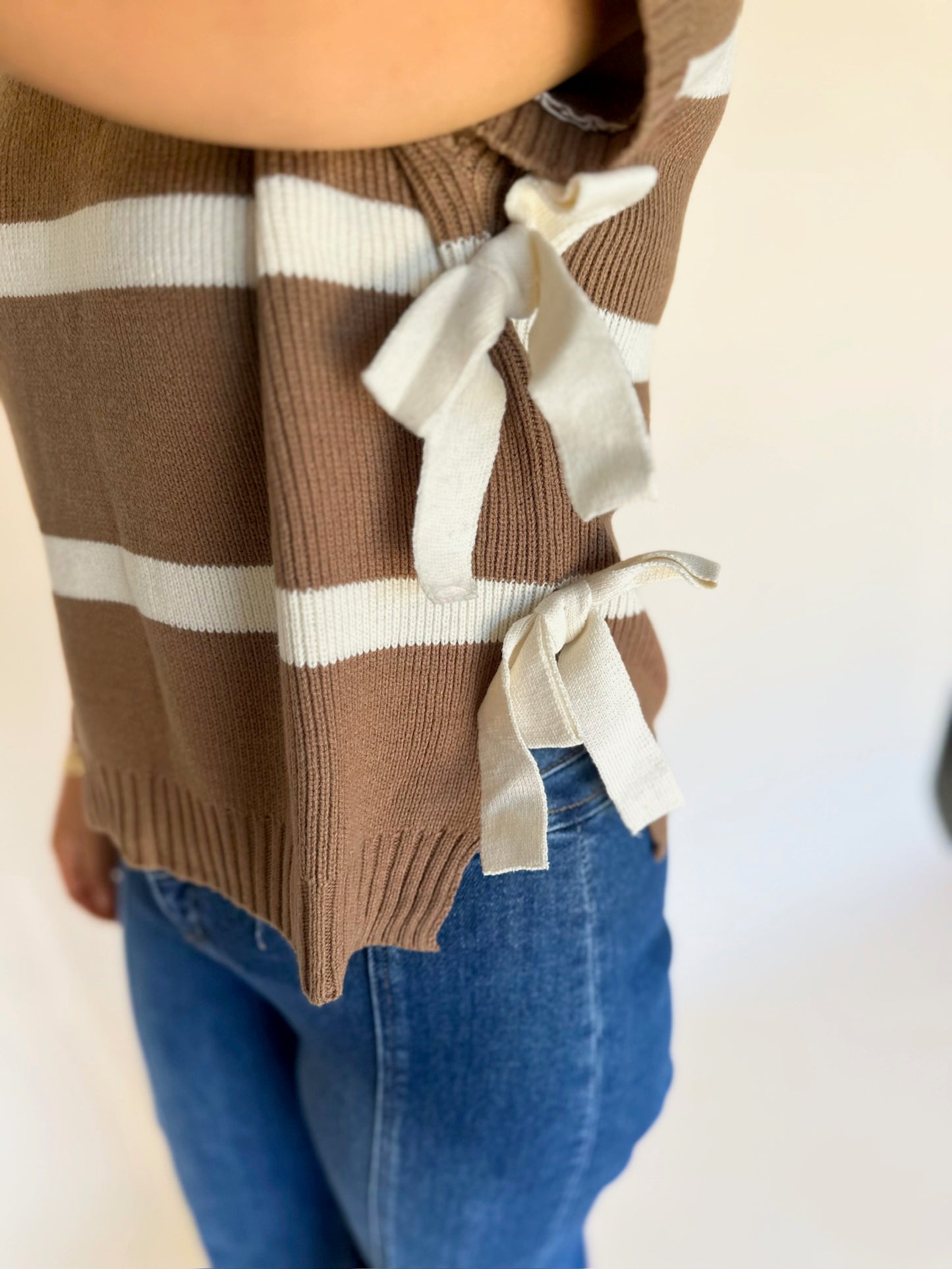 Xadie Striped Tie Sweater