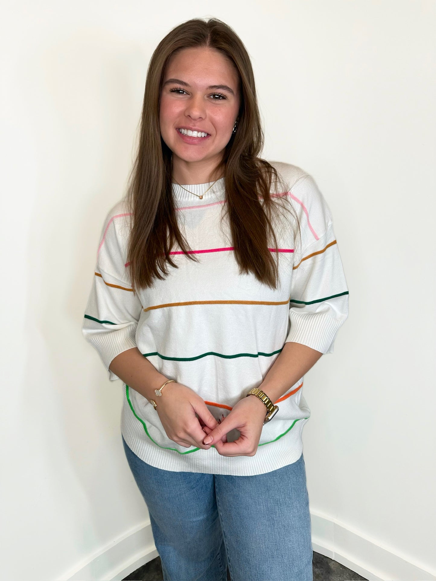 Daisy Colorblock Striped Sweater