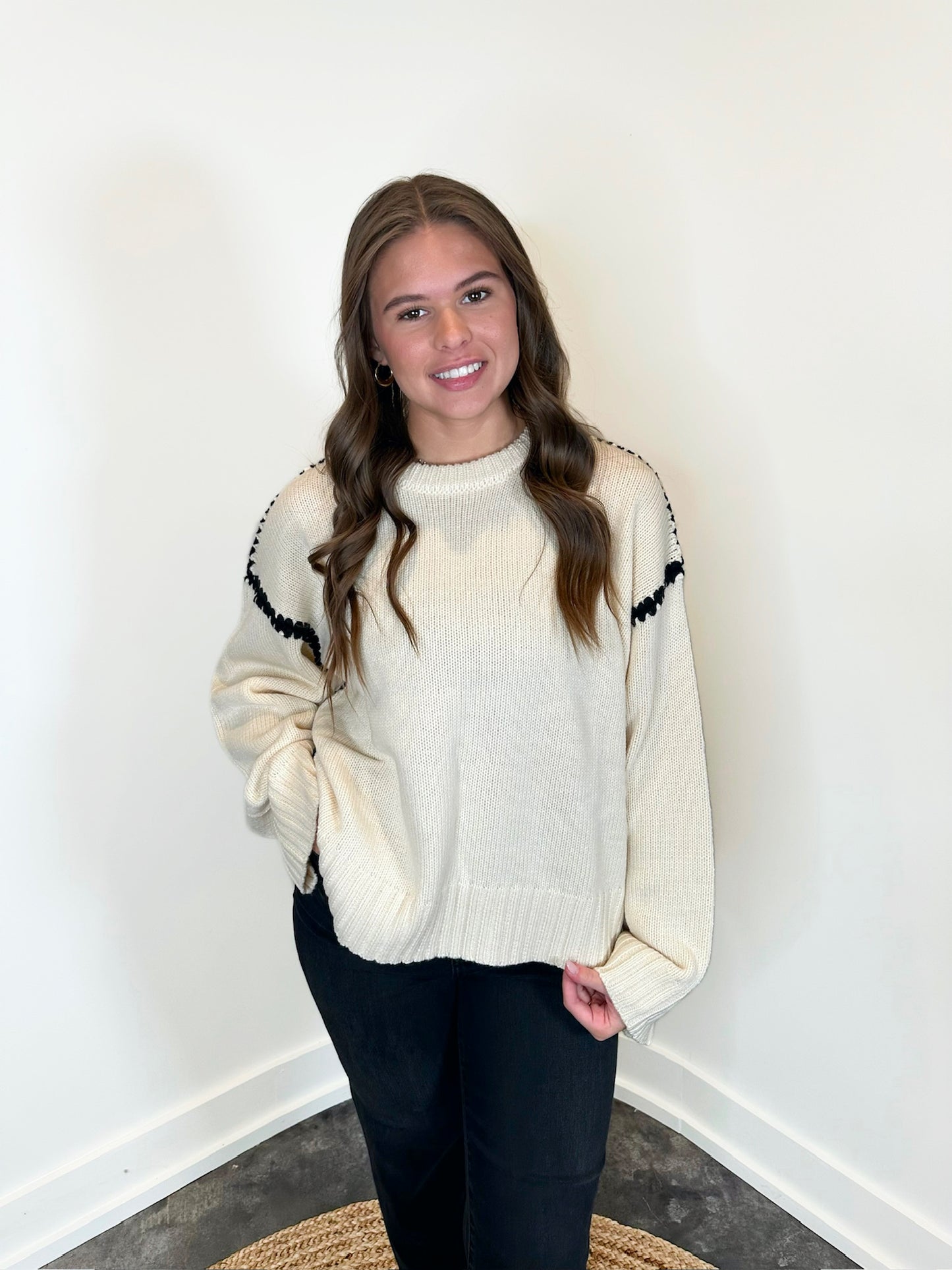 Syrelle Contrast Binding Sweater