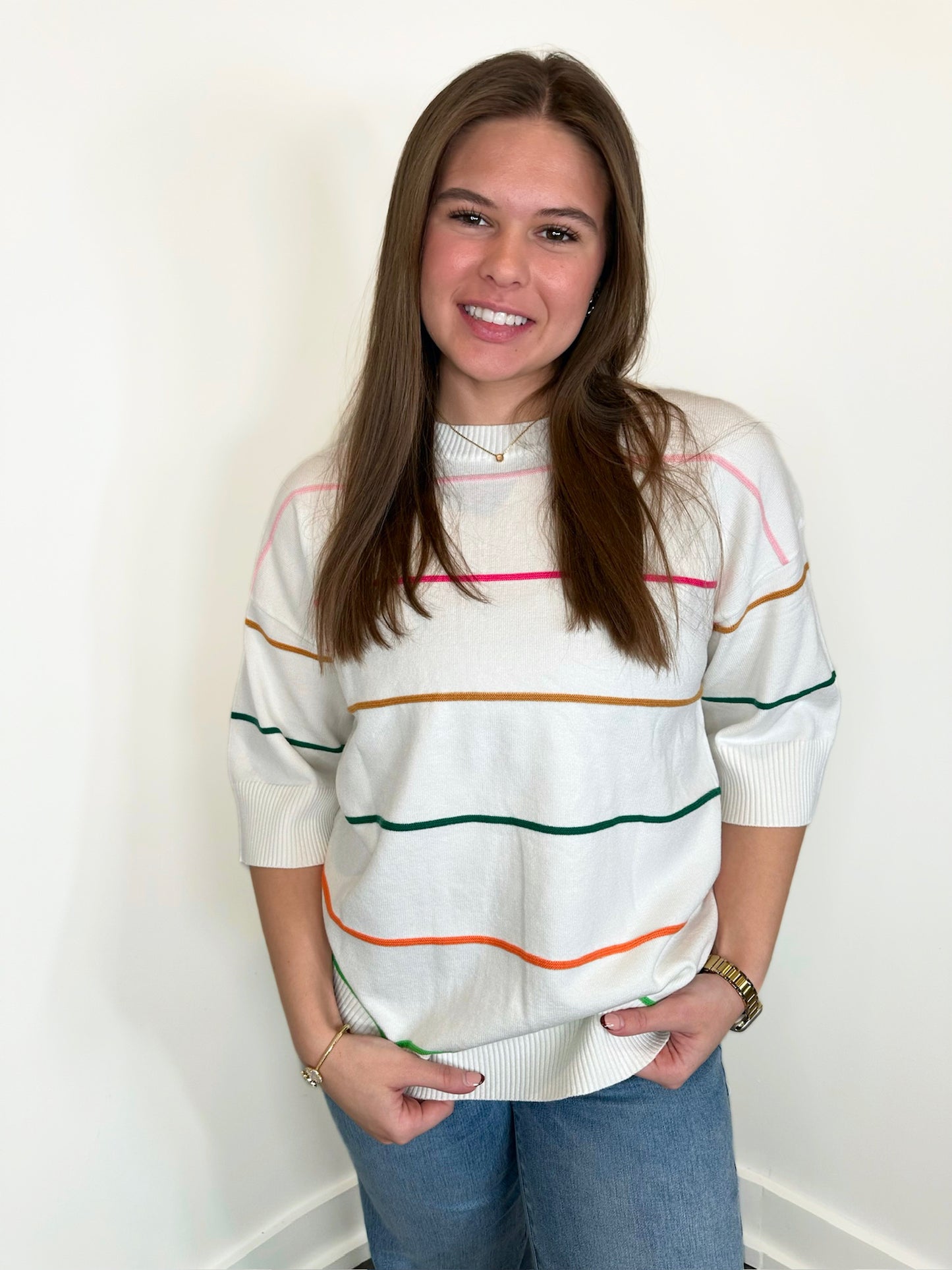 Daisy Colorblock Striped Sweater