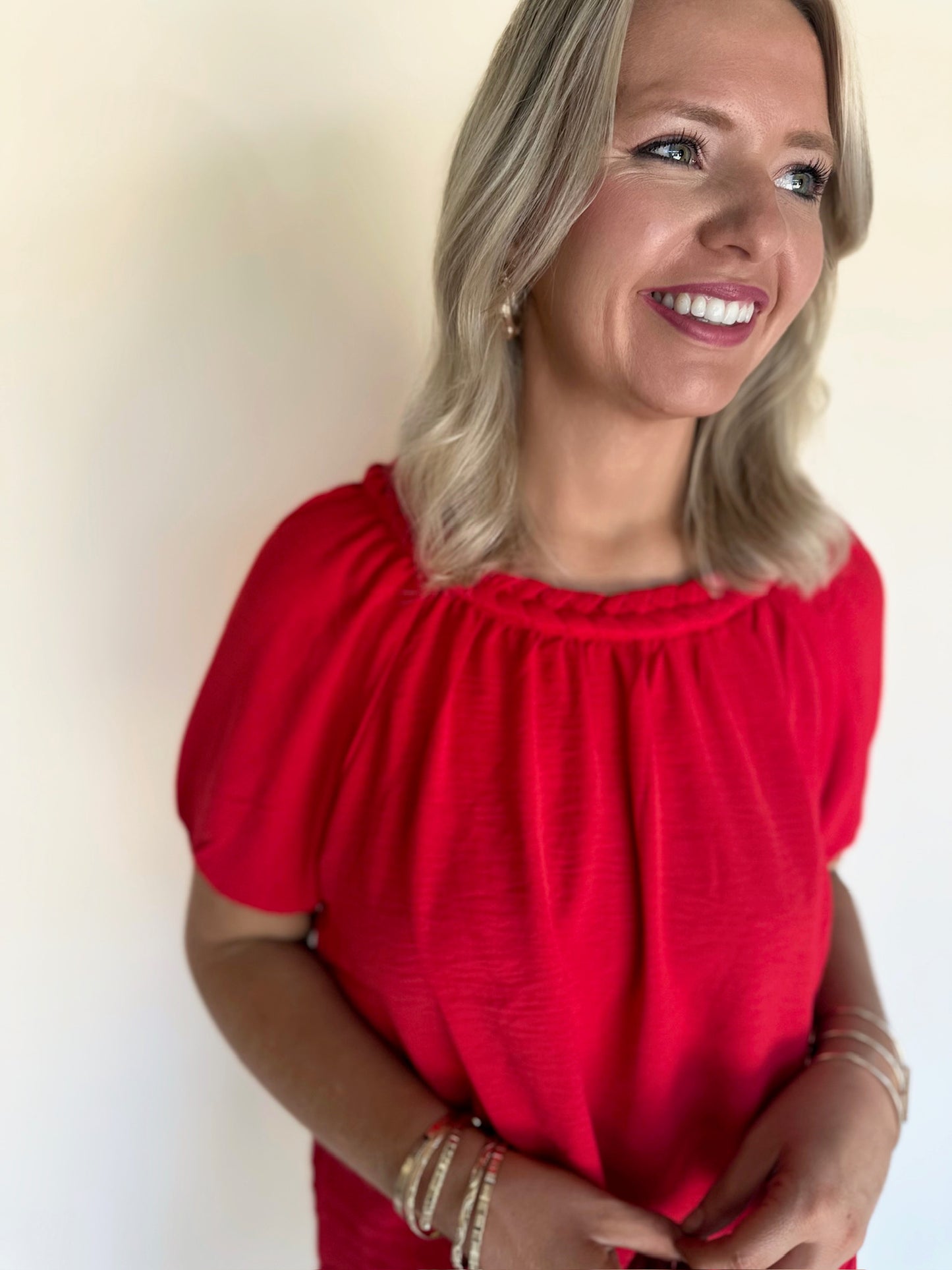 Amavi Pleated Texture Top