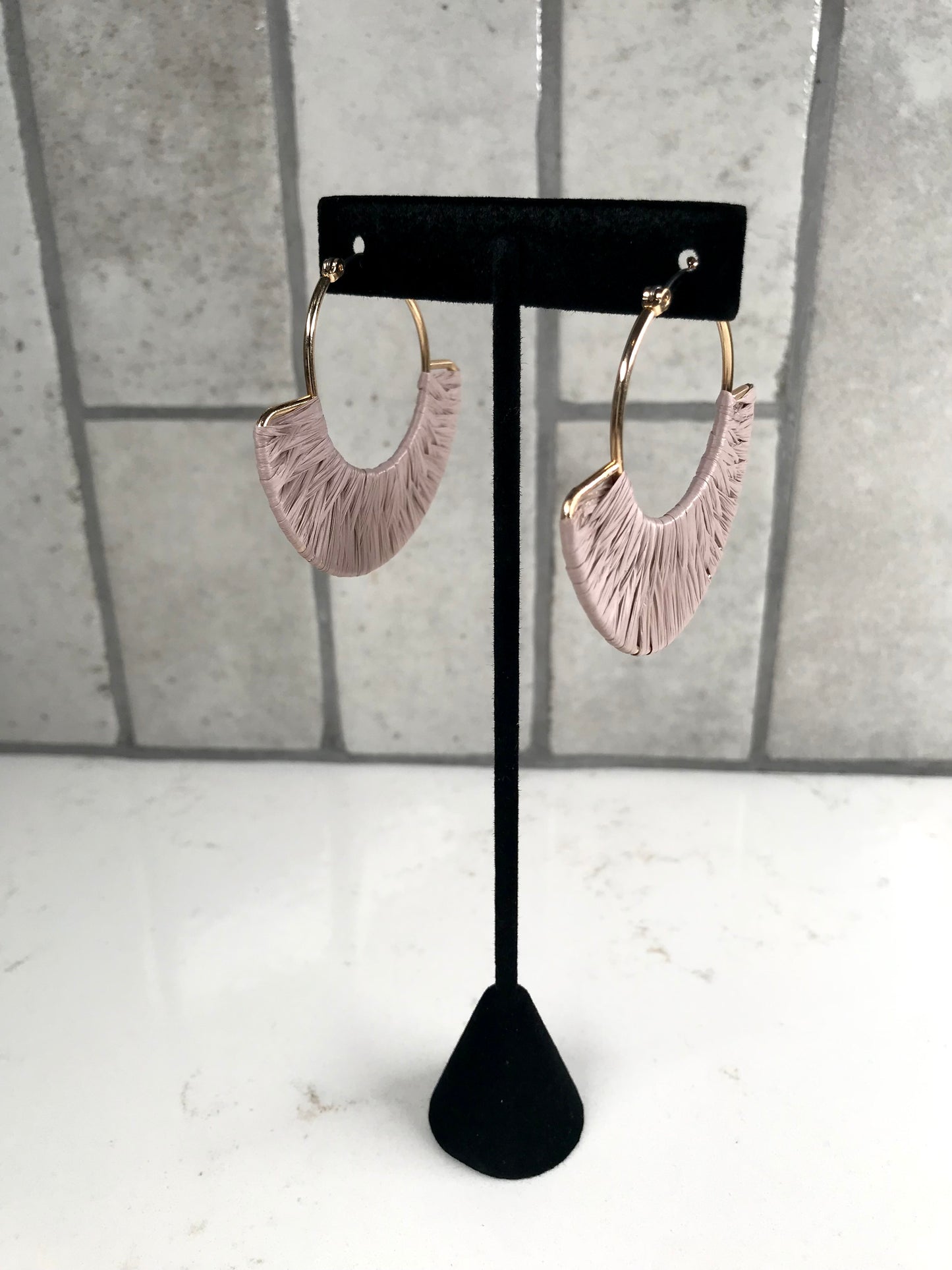 Raffia Wrapped Fan Earrings