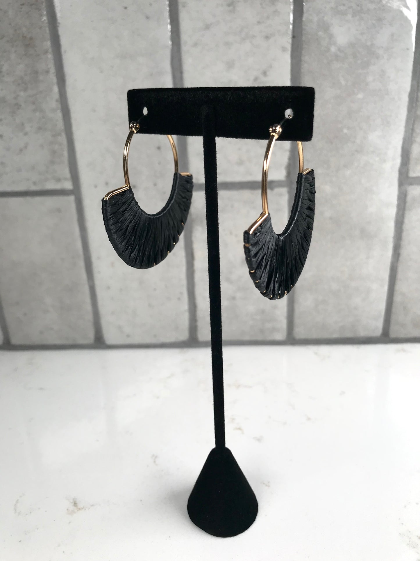 Raffia Wrapped Fan Earrings