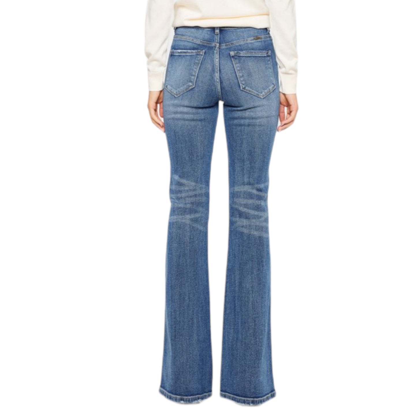 High Rise Medium Stone Wash Flare Jean
