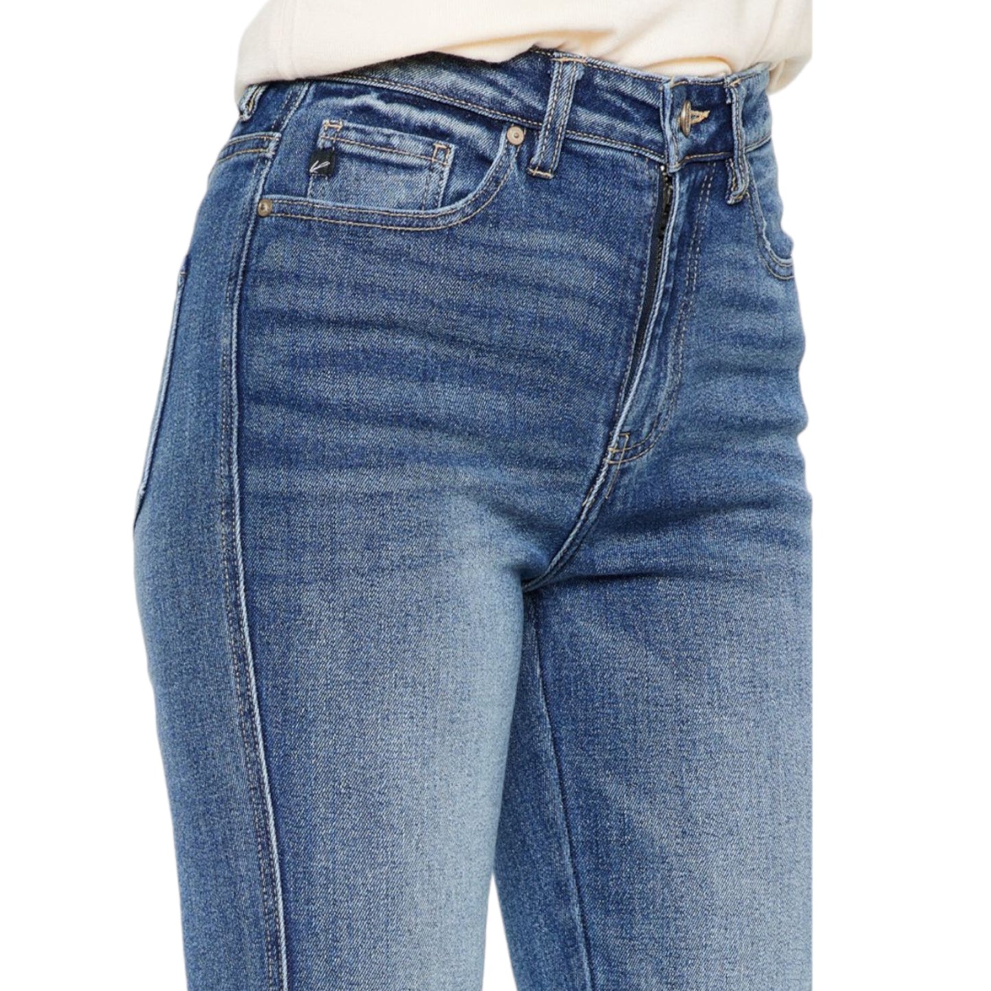 High Rise Medium Stone Wash Flare Jean