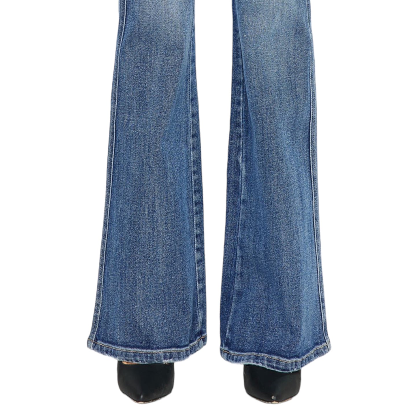 High Rise Medium Stone Wash Flare Jean