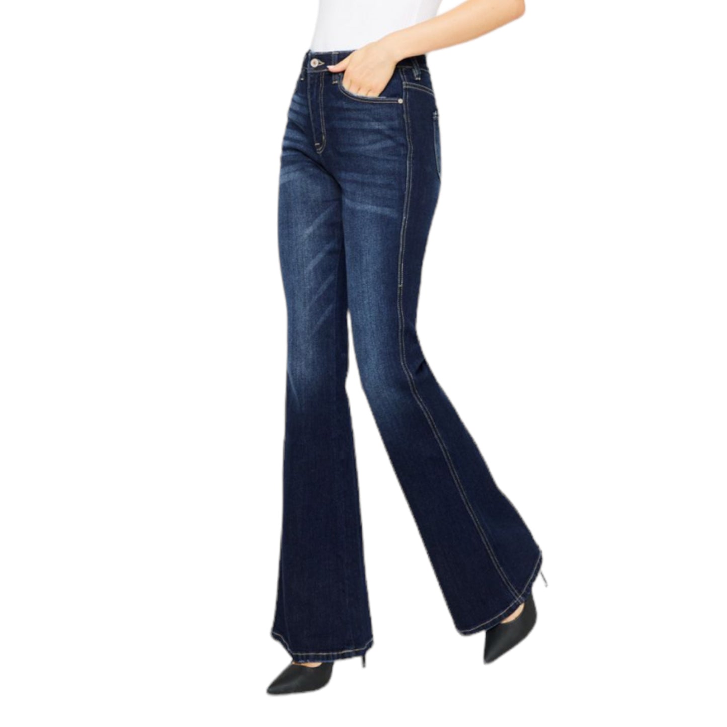 High Rise Dark Stone Flare Jeans