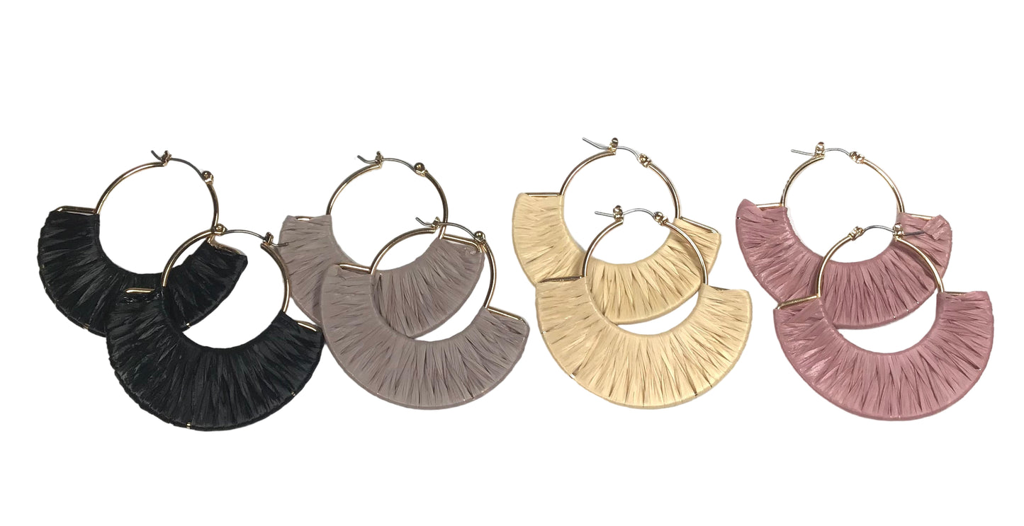 Raffia Wrapped Fan Earrings