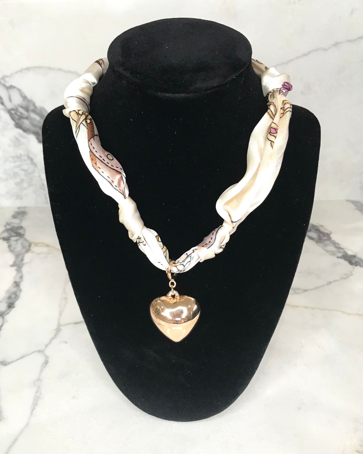 Cream/Neutral Knotted Scarf Necklace