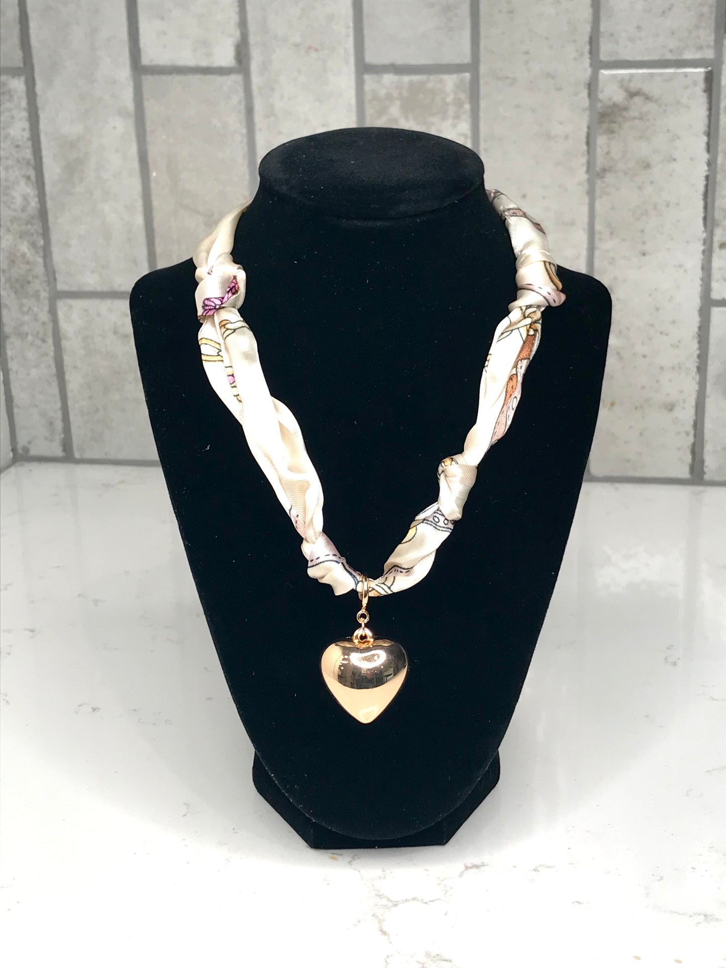 Cream/Neutral Knotted Scarf Necklace