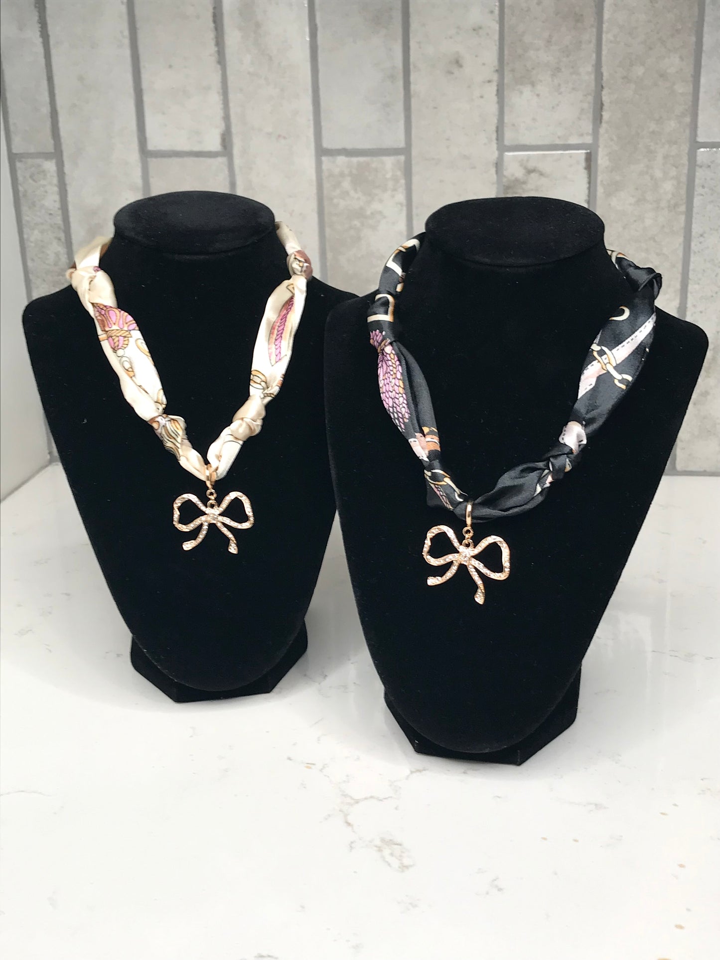 Cream/Natural Knotted Scarf Necklace