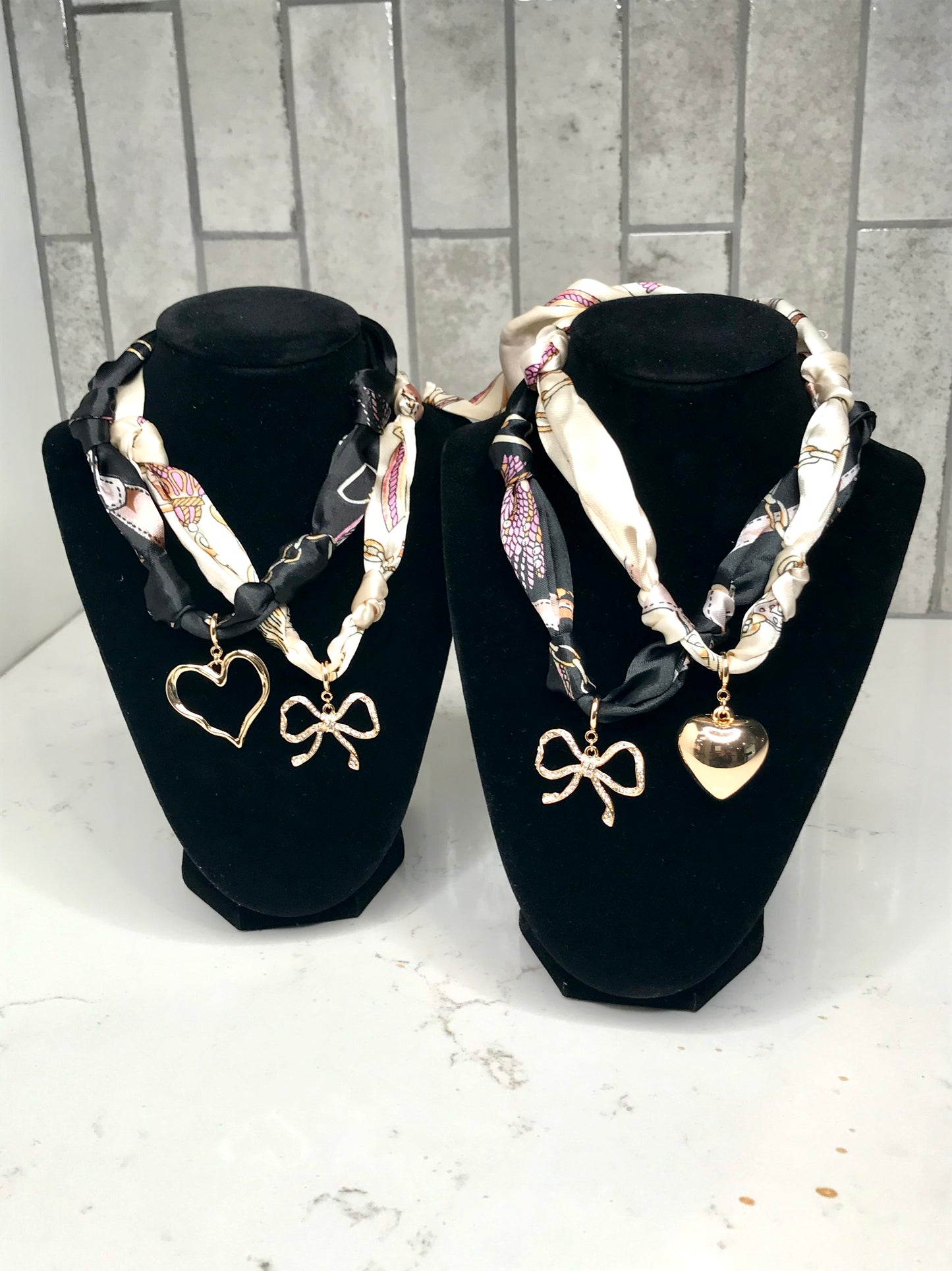 Black Knotted Scarf Necklace