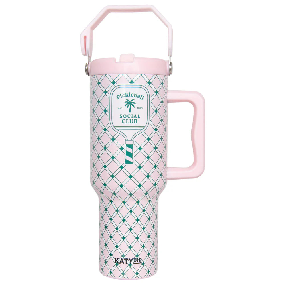 Pickleball Social Club Tumbler with Lid Handle