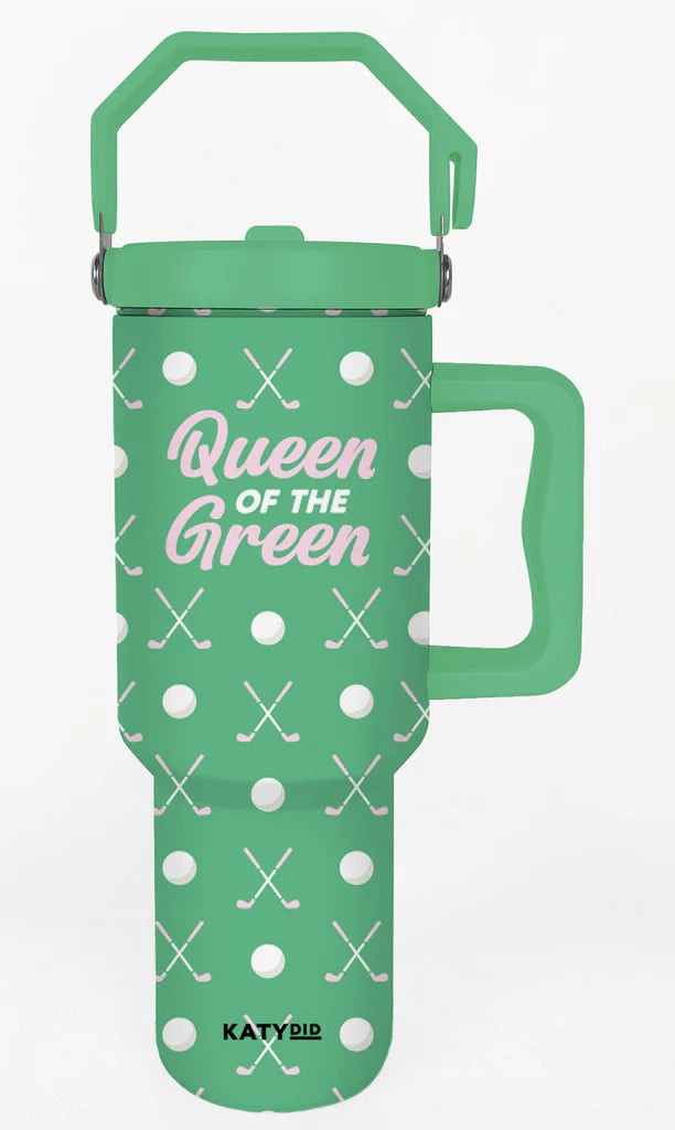 Queen of the Green Golf Tumbler with Lid Handle