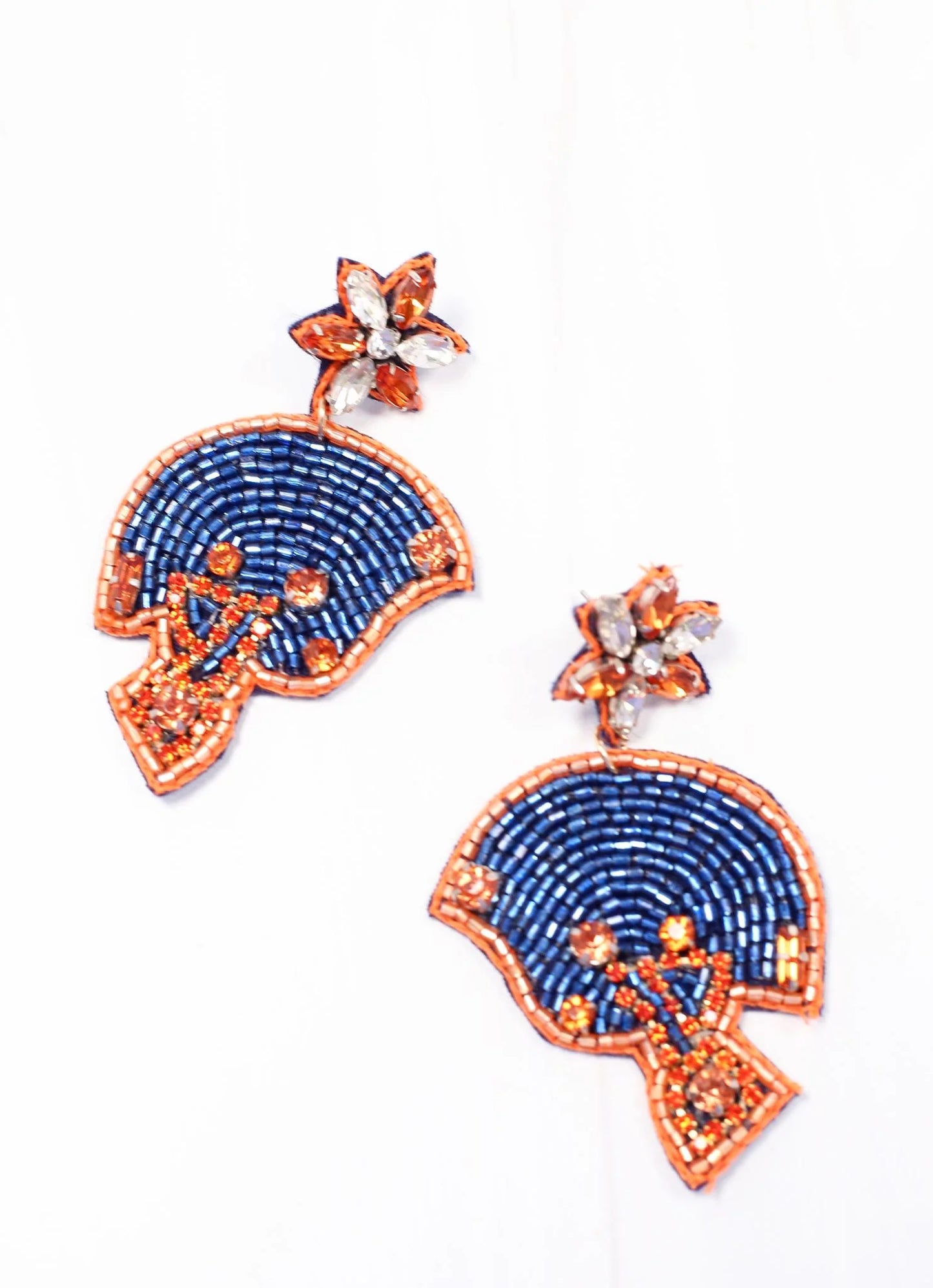 Beaded Football Helmet Earrings