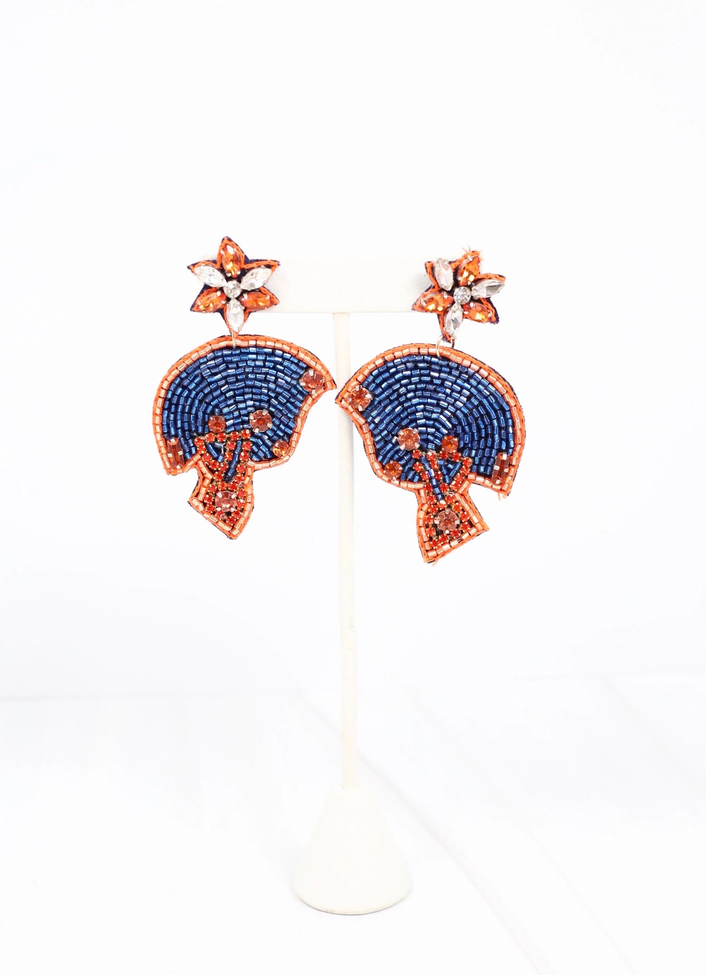 Beaded Football Helmet Earrings