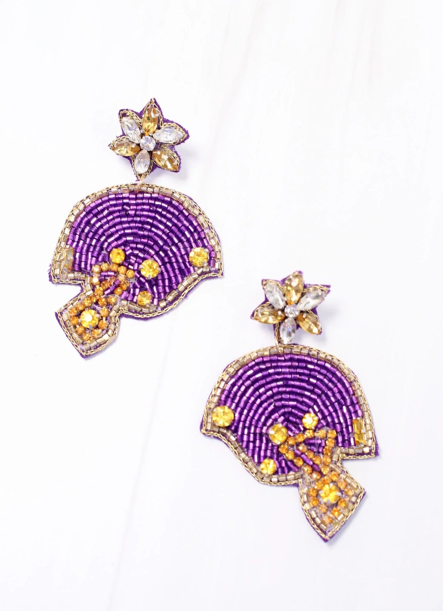 Beaded Football Helmet Earrings