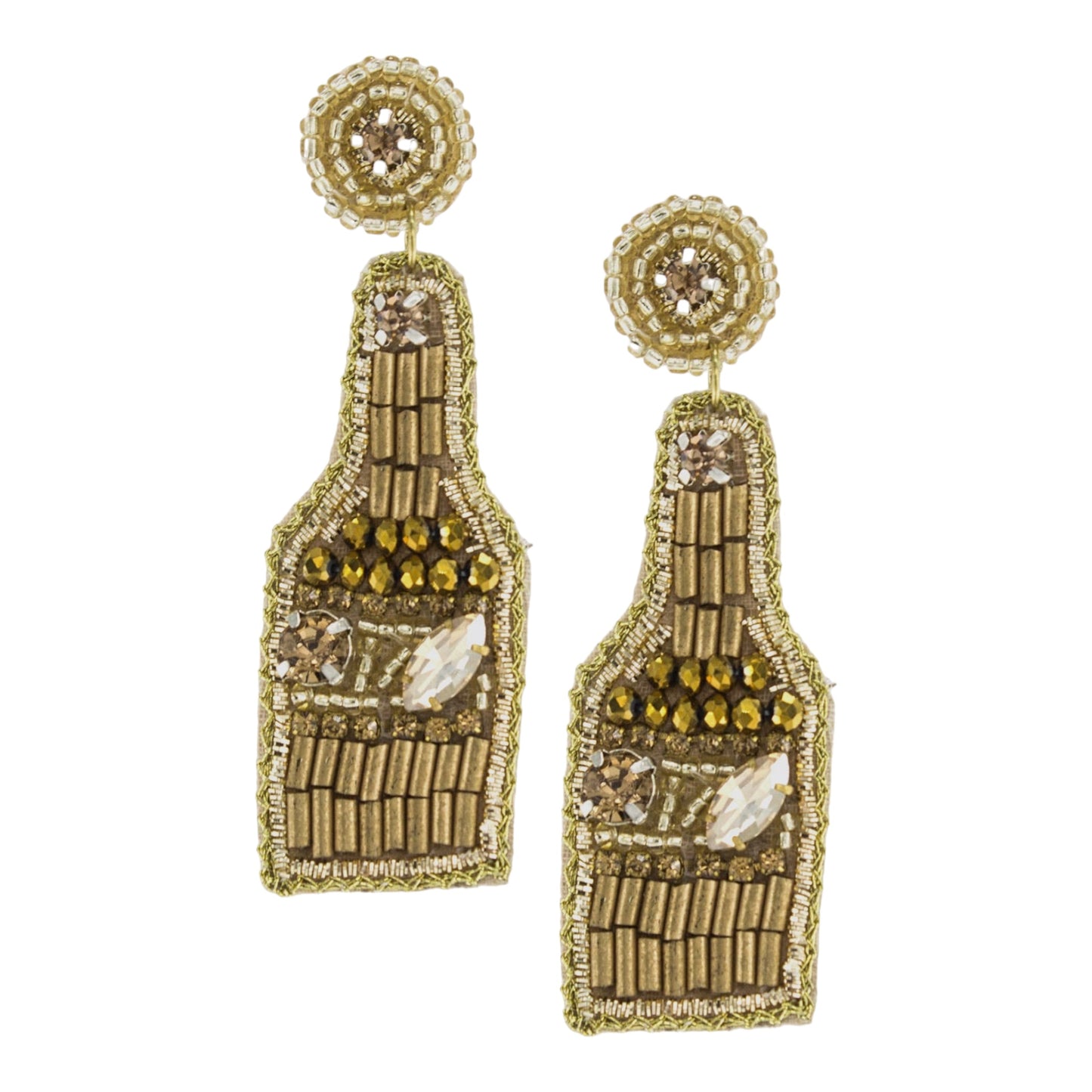 Champagne Bottle Beaded Earrings