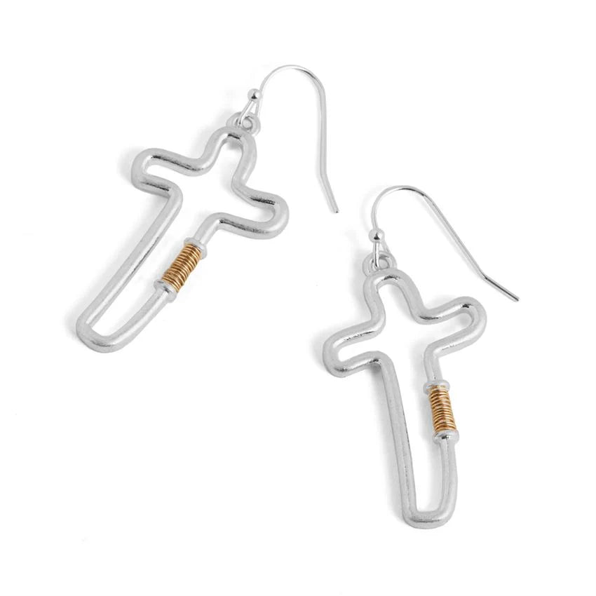 Hollow Cross with Wire Earrings