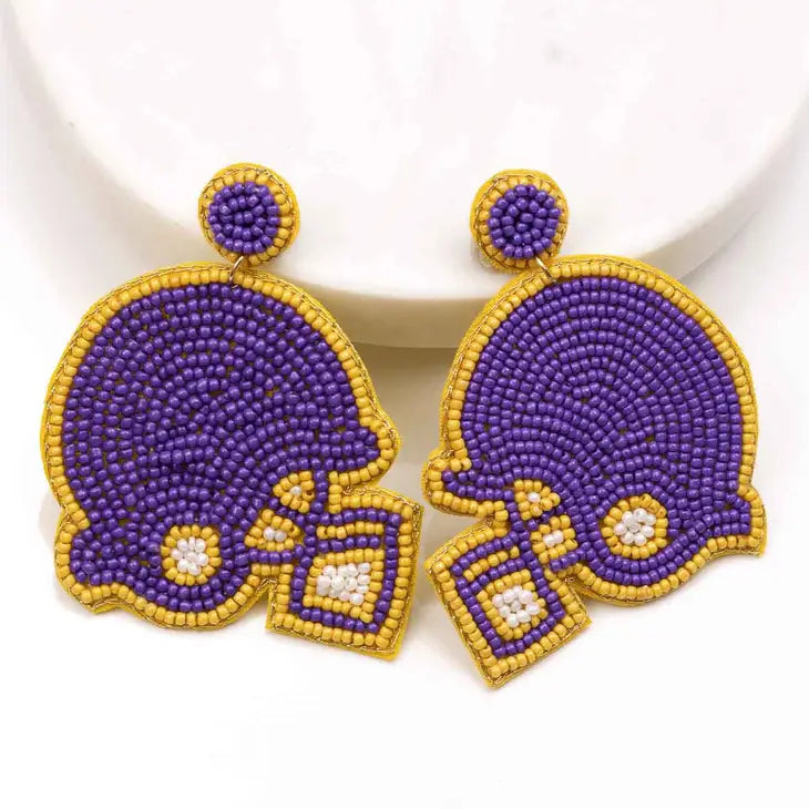 Football Helmet Beaded Earrings